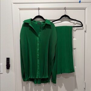 PrettyLittleThing Green Button Down Shirt